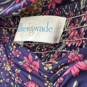 Walker & Wade Floral Dress Size Medium, Sweetheart Smocked neckline